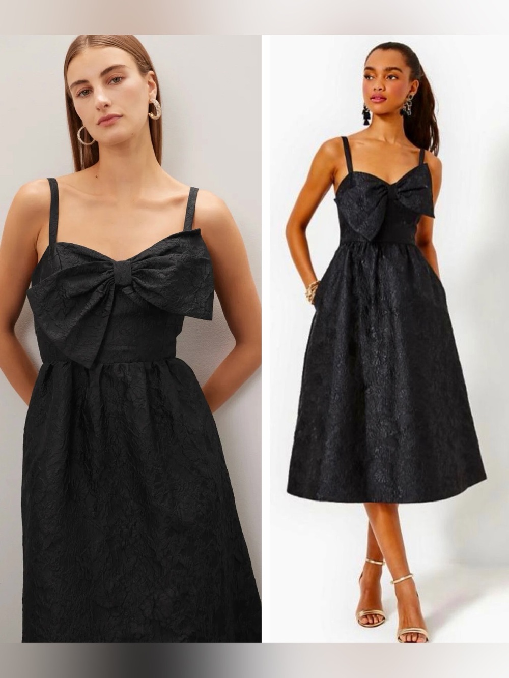 Lilly Pulitzer Ellara Jacquard Midi Bow Cocktail Feminine Formal Dress Black 6